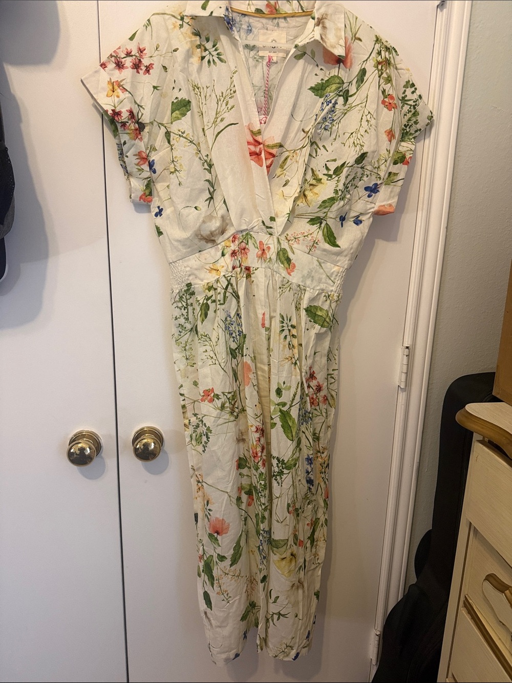 Umgee Cream Floral Maxi Dress with Multicolor Botanical Print
